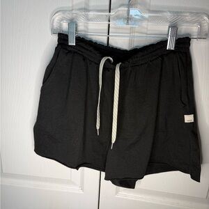 Vuori Black Athletic Shorts with Cream Drawstring